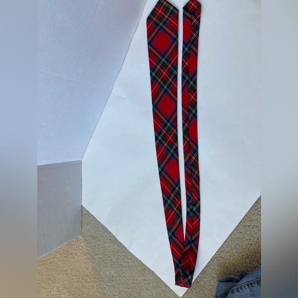Stewart Royal Red Plaid Tie Scottish Wool - Picture 5 of 5